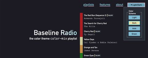 Baseline Radio the color theme color-mix playlist
